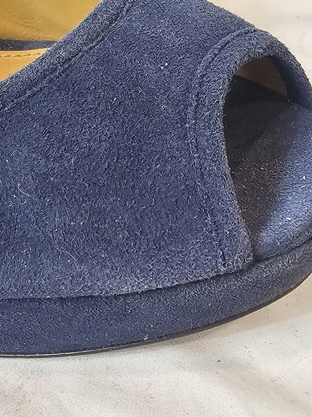 Coach Navy Suede Peep-Toe Platform Pumps Size 7 Quiet Luxury Office Wedding - Picture 14 of 14
